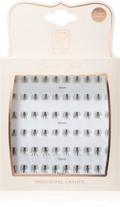 SOSU Cosmetics One Of A Kind 8 mm, 10 mm, 12 mm, knot-free, bunched glue-on eyelashes set