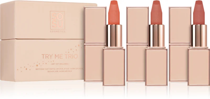 SOSU Cosmetics Try Me Trio lipstick set