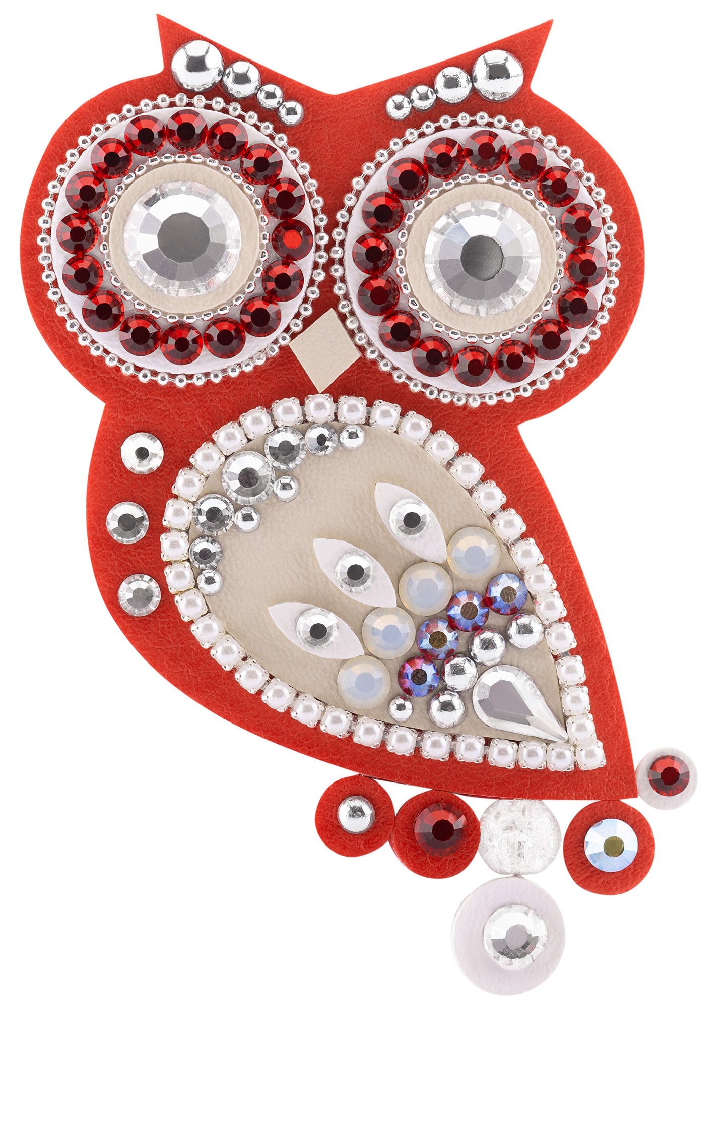 Owls Red medium Owl brooch with crystals - Original Czech Fashion Accessories