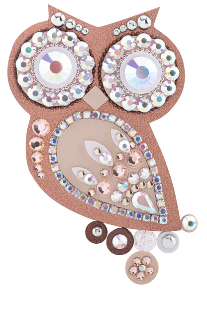 Owls brown metallic medium Owl brooch with crystals - Original Czech Fashion Accessories