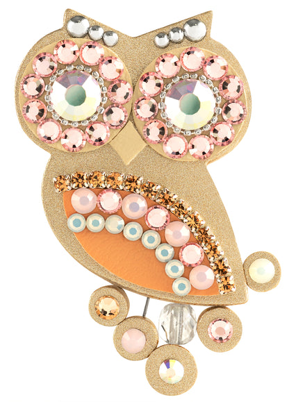 Owls Charming leatherette brooch Golden owl - Original Czech Fashion Accessories