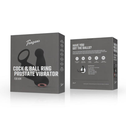 Teazers Cock & Ball Ring Prostate Vibrator with Remote Control Black