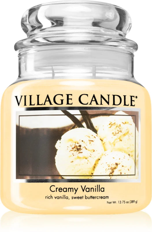 Village Candle Creamy Vanilla scented candle (Glass Lid)