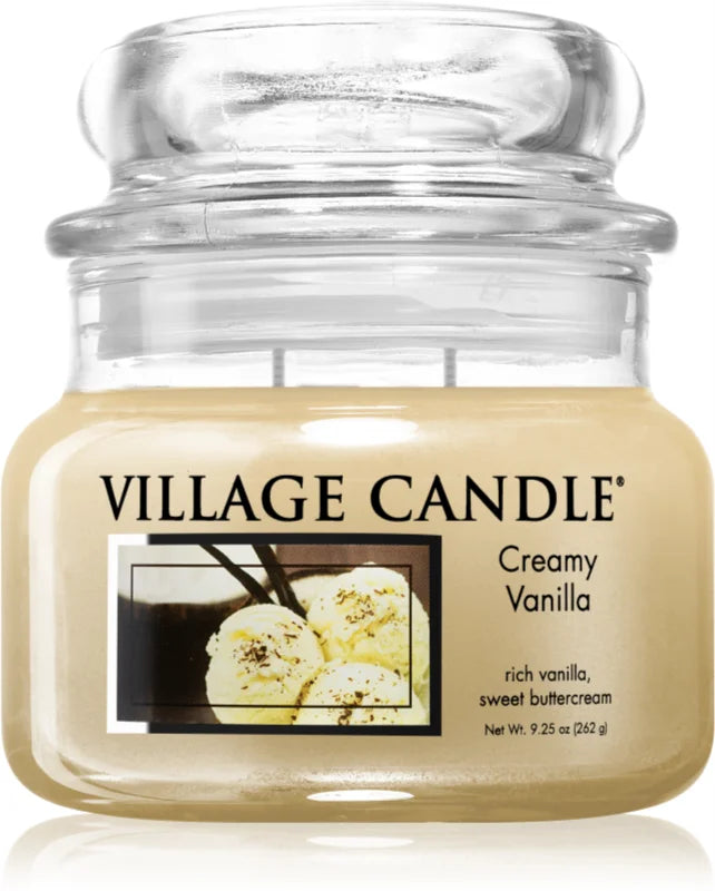 Village Candle Creamy Vanilla scented candle (Glass Lid)