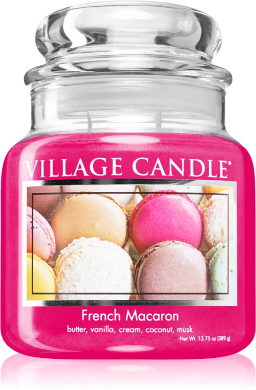 Village Candle French macaron scented candle (Glass Lid)