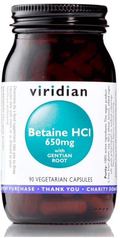 Viridian Nutrition Betaine HCL 650 mg 90 capsules