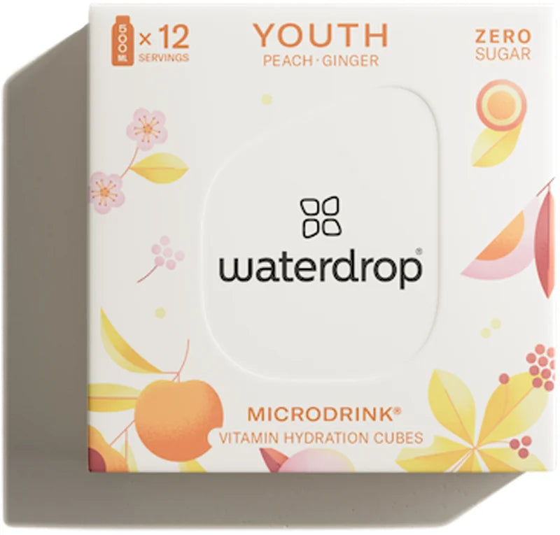 Waterdrop Microdrink Vitamins Hydration Cubes Youth Peach-Ginger 12 servings