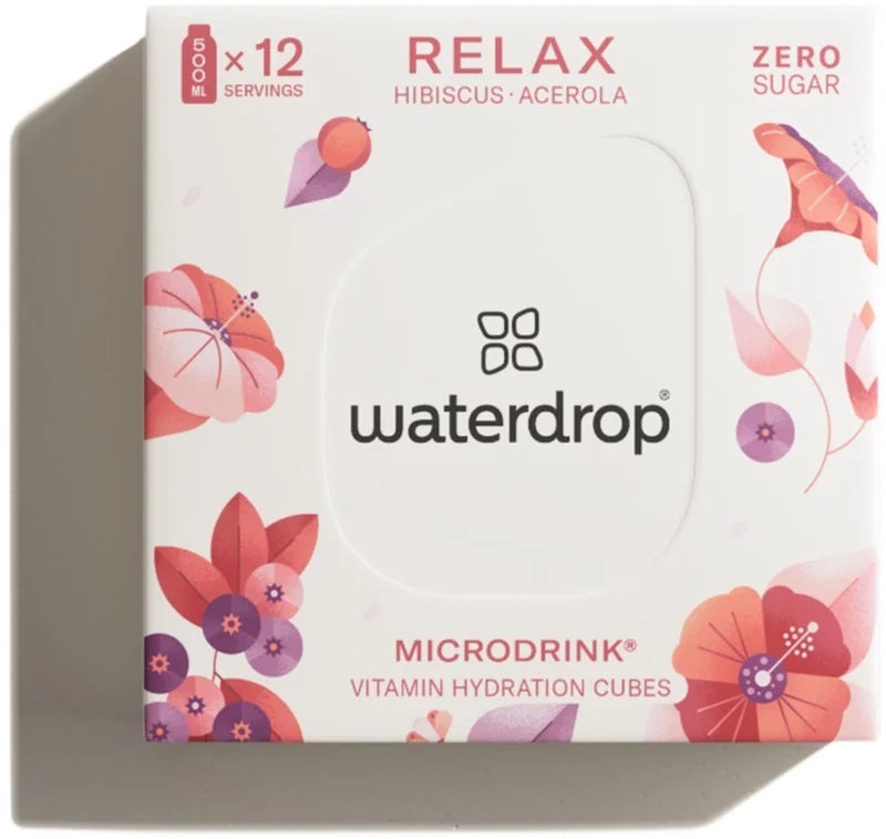 Waterdrop Microdrink Vitamins Hydration Cubes Relax Hibiscus Acerola 12 servings