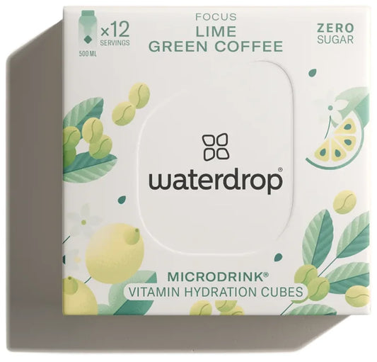 Waterdrop Microdrink Vitamins Hydration Cubes Focus Lime Green Coffee 12 servings