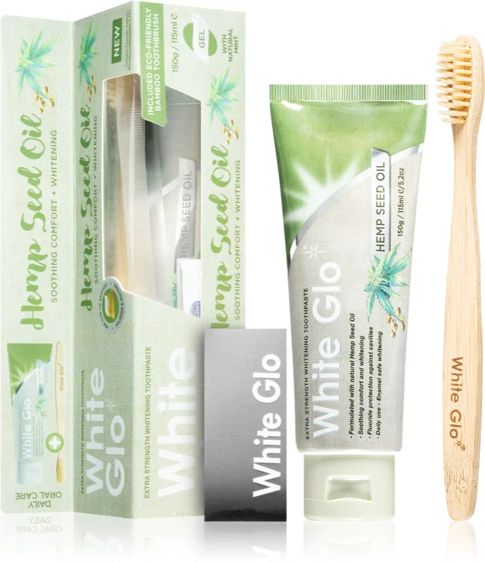 White Glo Hemp Seed Oil whitening toothpaste with brush 150g