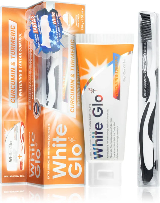 White Glo Whitening & Tartar Control whitening paste with brush Curcumin and Turmeric 150 g