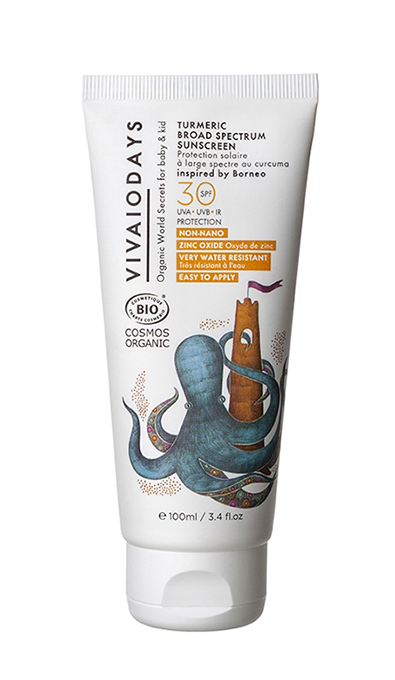 VIVAIODAYS BIO Waterproof sunscreen SPF 30 with turmeric, 100 ml