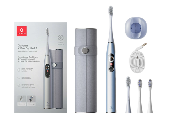 Oclean X Pro Digital Set Silver case and sonic brush, silver