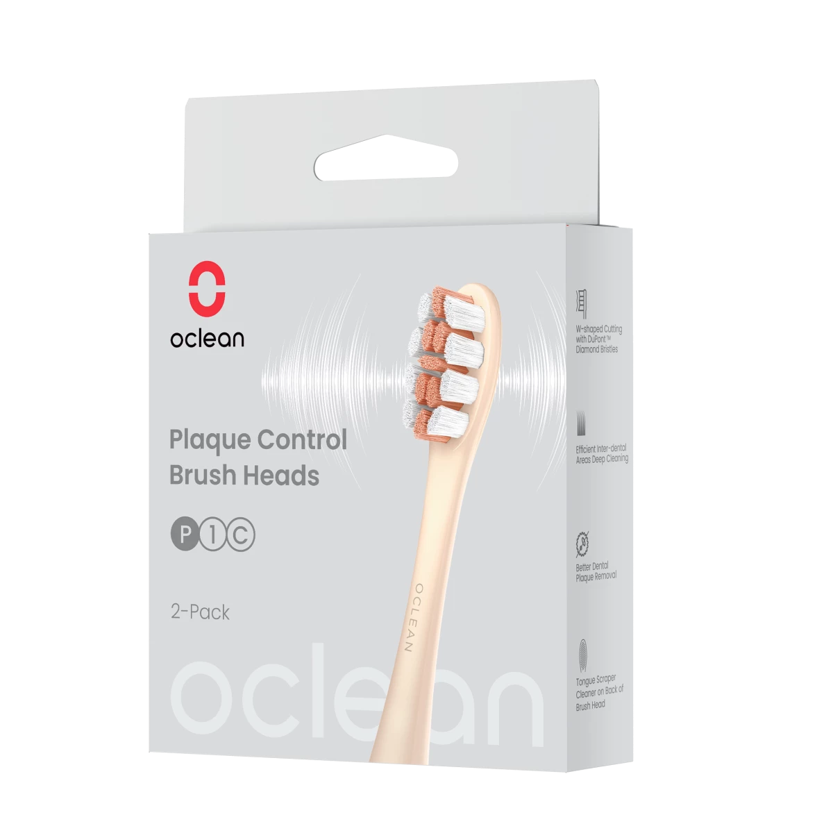 Oclean spare head Plaque Control Medium, P1C8-X Pro Digital - 2 pcs, rose gold
