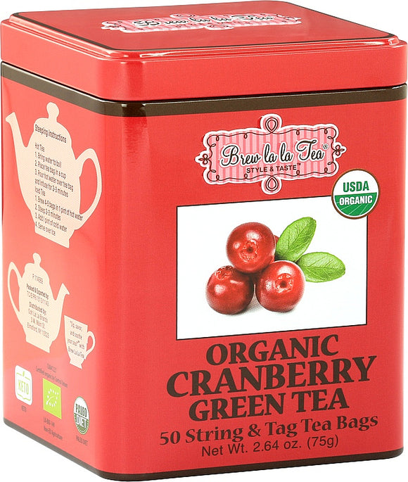 BREW LA LA TEA Organic Cranberry Green Tea 50 tea bags