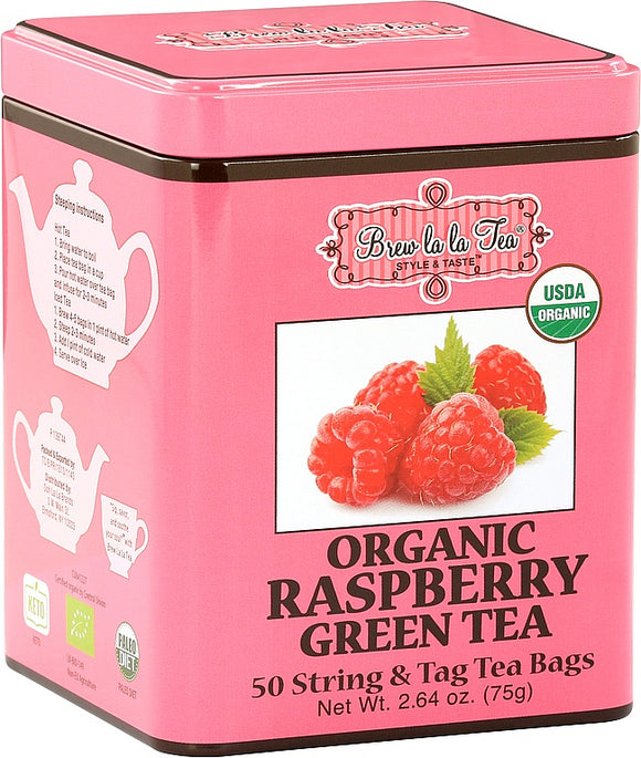 BREW LA LA TEA Organic Raspberry Green Tea 50 tea bags