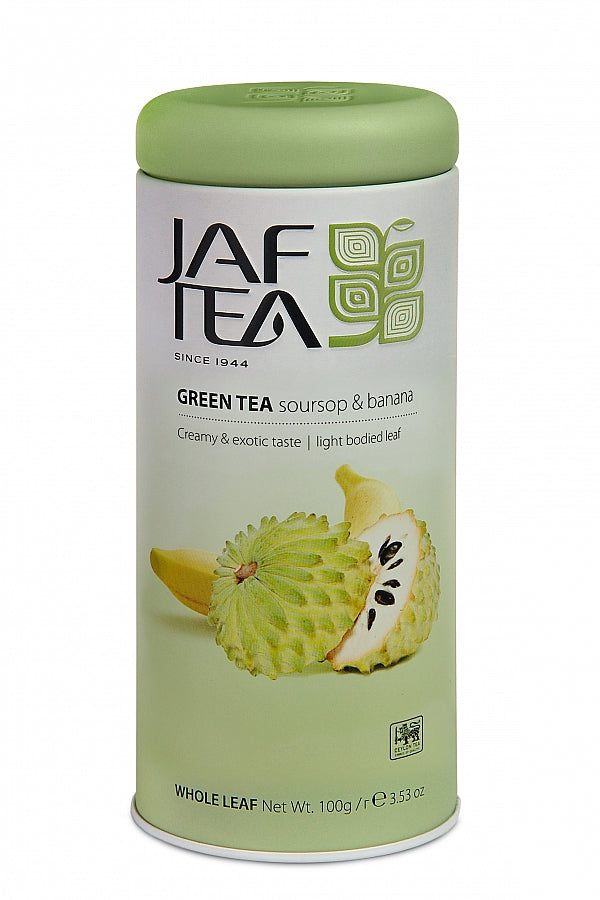 JAFTEA Pure Green Tea Soursop & Banana 100g tin