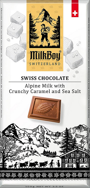 MILKBOY SWISS Milk chocolate crunchy Caramel & Sea Salt 100g