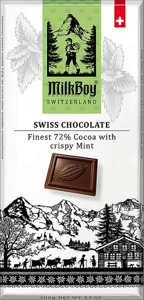MILKBOY SWISS Finest Dark chocolate 72% with crispy Mint 100g – My Dr. XM