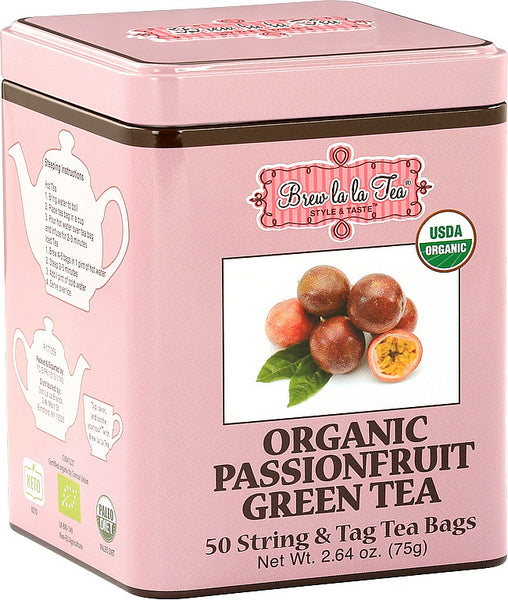 Brew La La Organic Green Tea - Ginger Mango Flavor - 50 Tea Bag