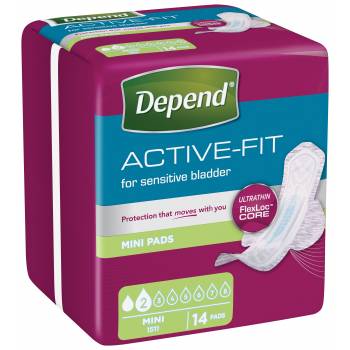 Depend Active-Fit Mini Incontinence Pads 14 pcs - mydrxm.com