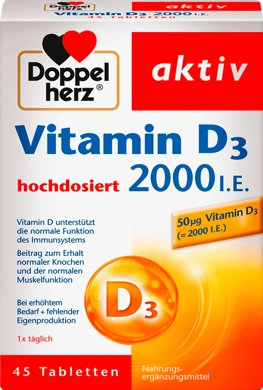 Doppel Herz Vitamin D3 high dose 2000 IE, 45 tablets