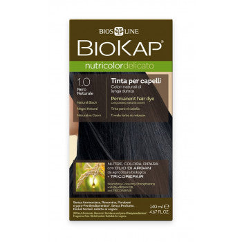 BIOKAP Nutricolor Delicato 1.0 Natural Black hair color 140 ml - mydrxm.com