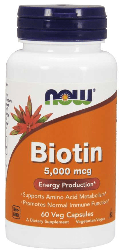 NOW Biotin, 5000 ug, 60 herbal capsules