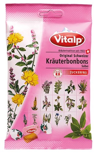 Original Swiss candies VITALP sage without sugar 75g