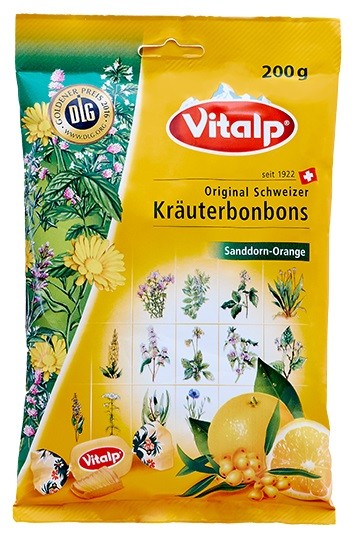 Original Swiss candies VITALP sea buckthorn & Orange 200g