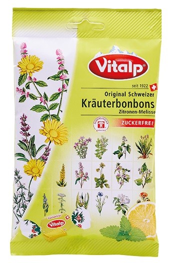 Original Swiss candies VITALP lemon balm without sugar 75g