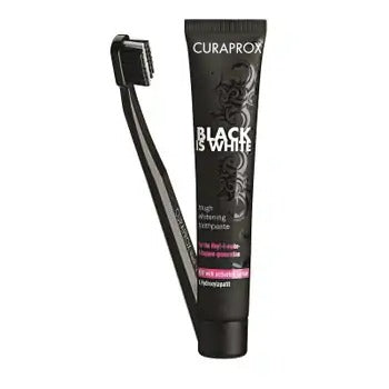 Curaprox BLACK IS WHITE Set whitening toothpaste 90 ml + toothbrush CS 5460