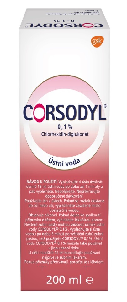 Corsodyl mouthwash 0.1% 200 ml