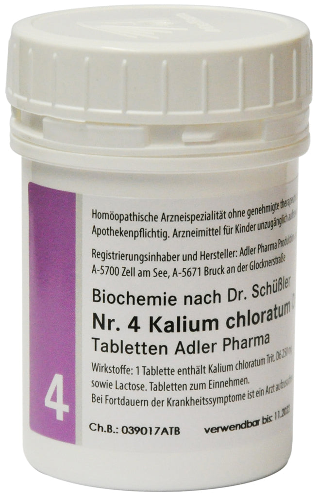 Adler Schuessler Salt No.4 Potassium Chloratum D6, 100 Chewable Tablets