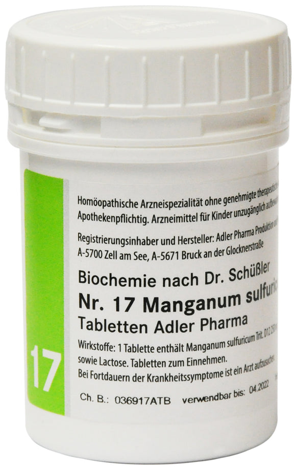Adler Schuessler Salt No.17 Manganum sulfuricum D12, 100 Chewable Tablets
