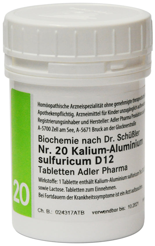 Adler Schuessler Salt No.20 Potassium Aluminum D12, 100 Chewable Tablets