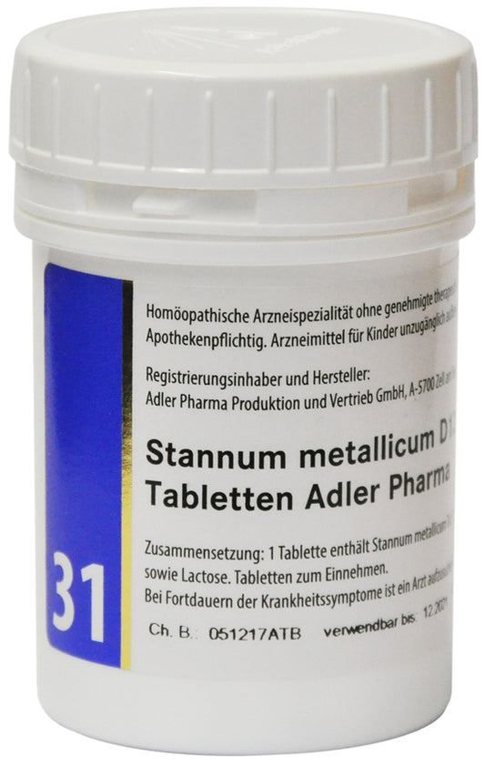 Adler Schuessler Salt No.31 Stannum metallicum D12, 100 Chewable Tablets