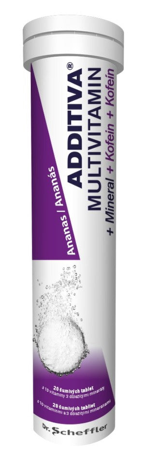 ADDITIVA Pineapple Multivitamin + Mineral + Caffeine - 20 effervescent ...