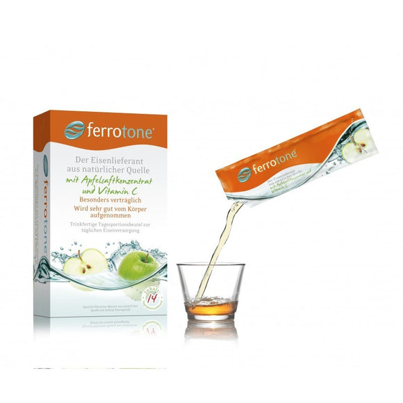 Ferrotone 100% natural liquid iron with vitamin C 14 bags x 20ml