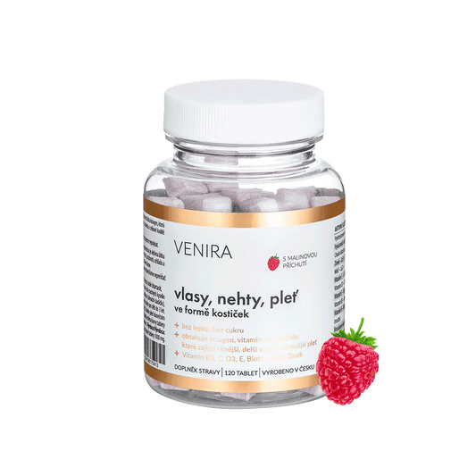 Venira Hair, nail and skin cubes, 60-day treatment, 120 capsules, raspberry flavor