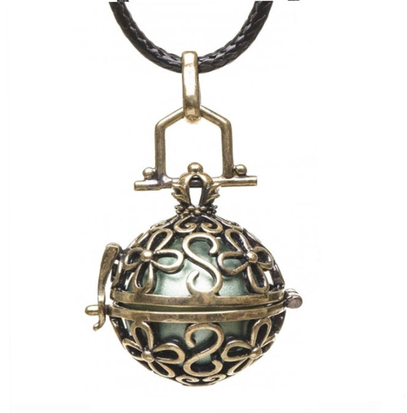 Aniball Women's necklace pregnancy bell Vintage - metallic green