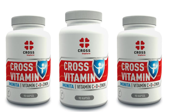 Cross biopharm Immunity Vitamin C + D + Zinc 3 x 90 capsules