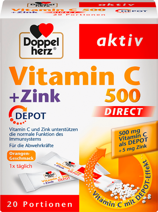 Doppel Herz Vitamin C with zinc, orange flavor, 20 sachets