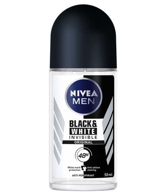 NIVEA MEN antiperspirant roll-on Black & White Invisible Original, 50 ml