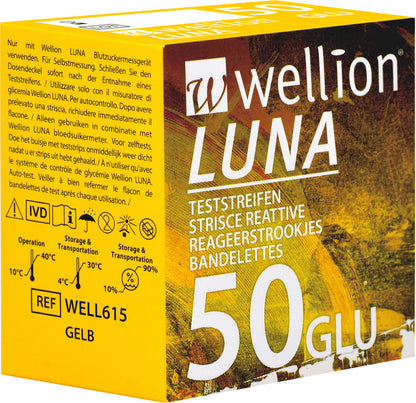 WELLION DIAGNOSTIC STRIPS LUNA DUO BLOOD SUGAR TEST, 50 PCS