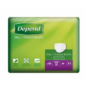 Depend Slip Fitted Briefs Super Plus M incontinence 15 pcs - mydrxm.com
