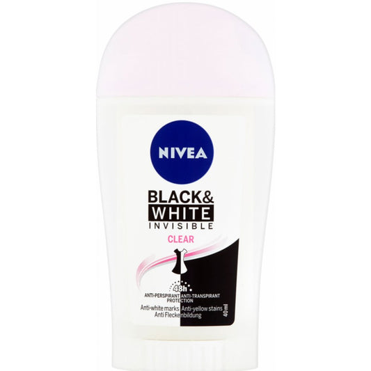 NIVEA antiperspirant stick Black & White Invisible Clear, 40 ml