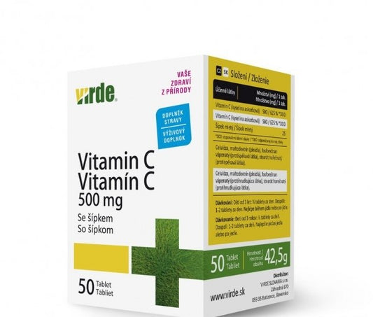 Virde Vitamin C 500 mg with rose hip 50 tablets