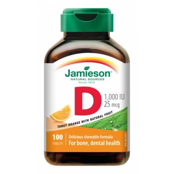 Jamieson Vitamin D3 1000 IU orange 100 chewable tablets - mydrxm.com