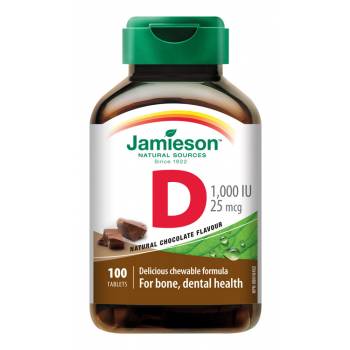 Jamieson Vitamin D3 1000 IU Chocolate Flavor 100 Tablets - mydrxm.com